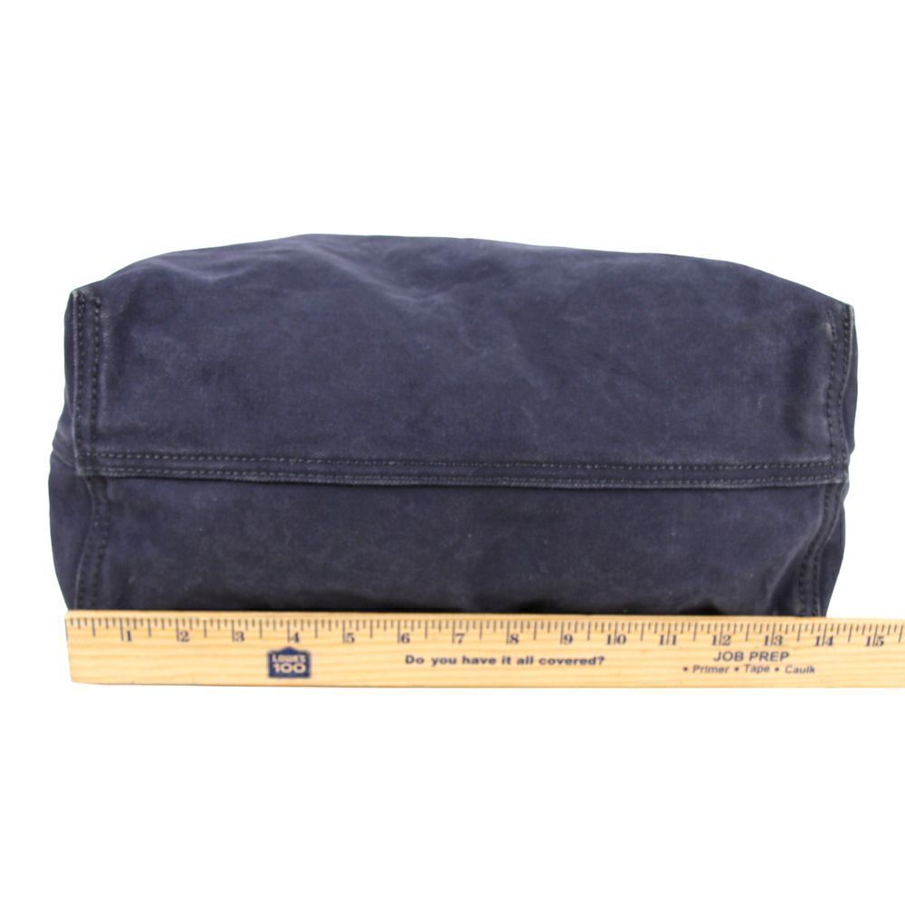 LARGE Madewell DARK BLUE COTTON BROWN LEATHER HANDLES SHOULDER BAG TOTE HANDBAG - Picture 10 of 12